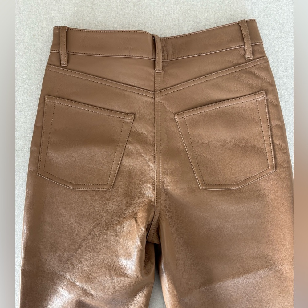 Wilfred Aritzia Melina vegan leather pants tan cropped 2 - Picture 4 of 6